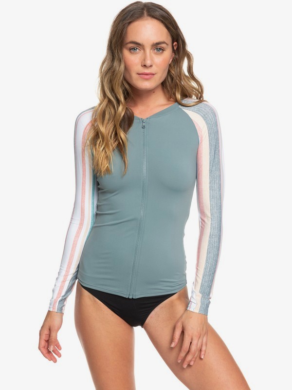 roxy, Fashion Long Sleeve Zip-Up UPF 50 Rashguard, BRIGHT WHITE S RETRO VERTICAL (wbb4) 0 Fashion Long Sleeve Zip-Up UPF 50 Rashguard White ERJWR03330 Roxy
