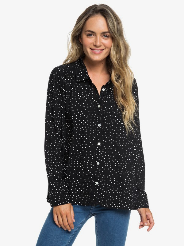roxy, Urban Earth - Langarm-Hemd für Frauen, TRUE BLACK DOTS FOR DAYS (kvj8) 0 Urban Earth - Langarm-Hemd für Frauen Schwarz ERJWT03238 Roxy