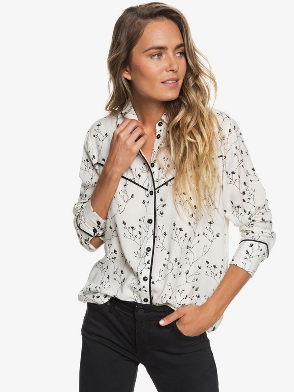 roxy, Shambhala Estate Long Sleeve Shirt, MARSHMALLOW FROM THE WILDNESS (wbt8) 0 Shambhala Estate Long Sleeve Shirt White ERJWT03274 Roxy