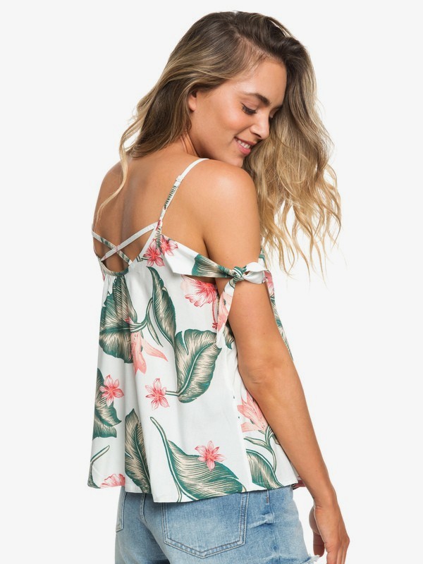 roxy, Soho Streets - Top de Tiras para Mujer, MARSHMALLOW TROPICAL LOVE (wbt7) 0 Soho Streets - Top de Tiras para Mujer Blanco ERJWT03285 Roxy