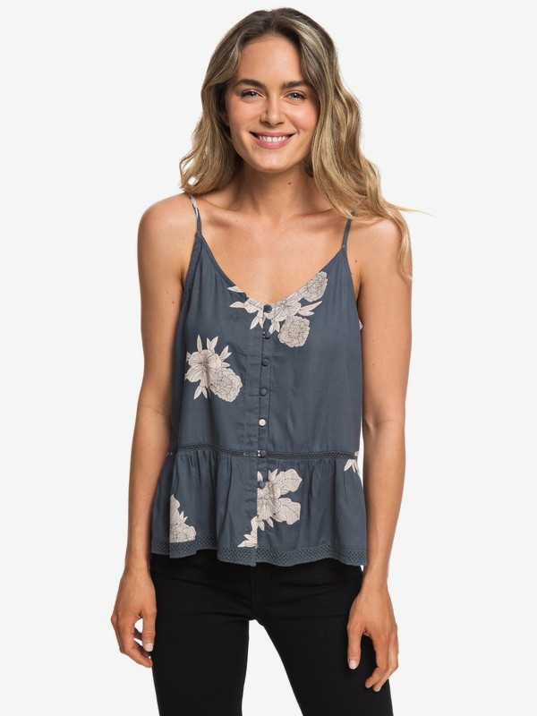 roxy, Manhattan At Dusk Button Front Cami Top, TURBULENCE ROSE AND PEARLS (kym7) 0 Manhattan At Dusk Button Front Cami Top Black ERJWT03286 Roxy