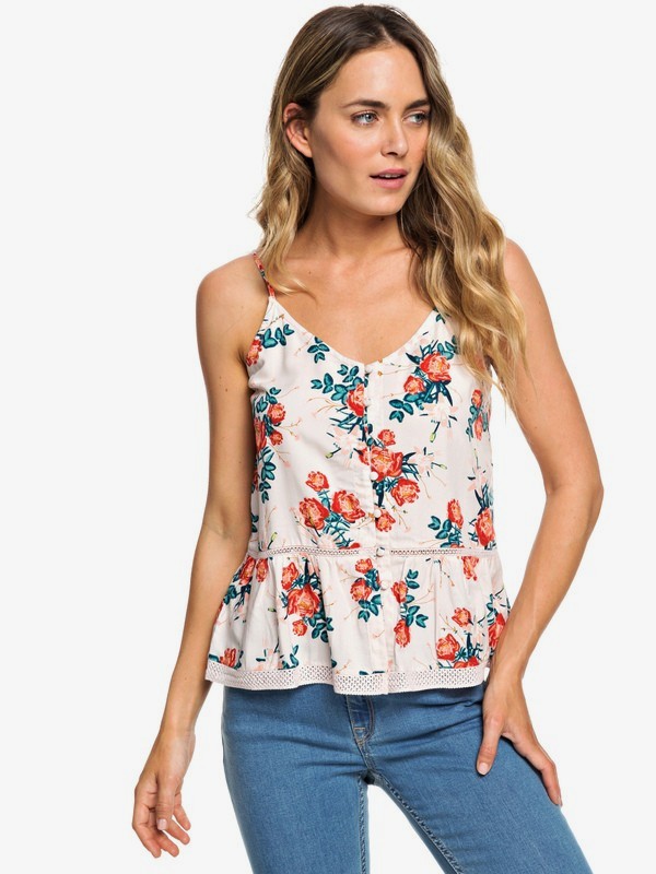 roxy, Manhattan At Dusk Button Front Cami Top, CLOUD PINK GARDEN LILY (mcw7) 0 Manhattan At Dusk Button Front Cami Top Pink ERJWT03286 Roxy