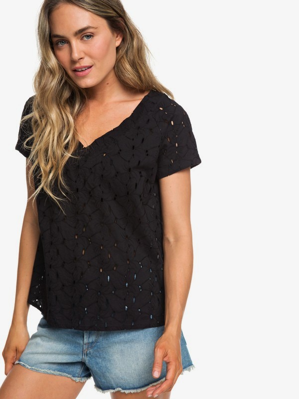 roxy, Union Square Flower - Haut manches courtes pour Femme, TRUE BLACK (kvj0) 0 Union Square Flower - Haut manches courtes pour Femme Noir ERJWT03290 Roxy