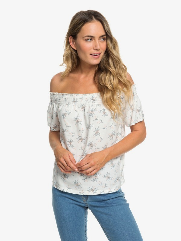 roxy, Rockefeller Vibes Off-The-Shoulder Top, MARSHMALLOW FLOWERS EVERYDAY (wbt6) 0 Rockefeller Vibes Off-The-Shoulder Top White ERJWT03291 Roxy