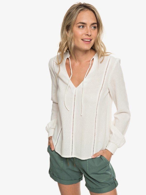 roxy, Times Square Shades - Top a Maniche Lunghe da Donna, MARSHMALLOW (wbt0) 0 Times Square Shades - Top a Maniche Lunghe da Donna White ERJWT03299 Roxy