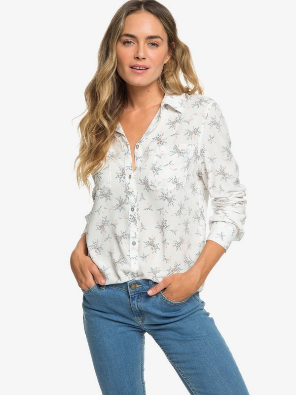 roxy, Setai Miami Long Sleeve Shirt, MARSHMALLOW FLOWERS EVERYDAY (wbt6) 0 Setai Miami Long Sleeve Shirt White ERJWT03302 Roxy