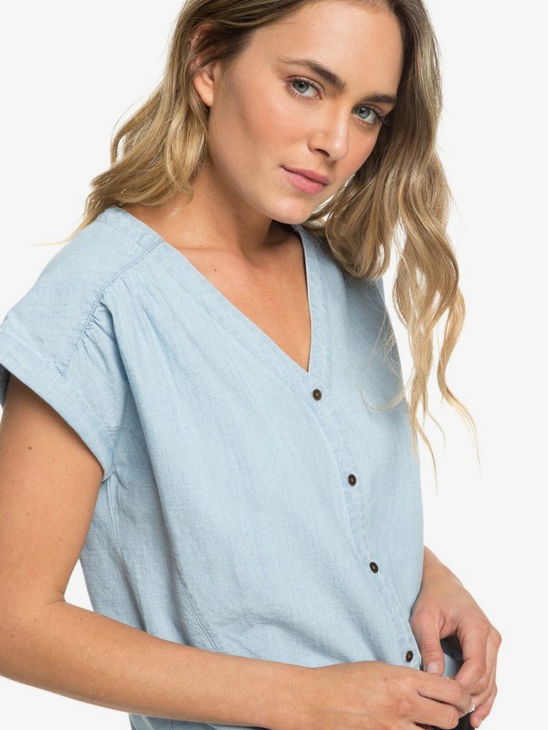 roxy, Feel The Bronx - Blusa de Manga Corta para Mujer, LIGHT BLUE (bfn0) 0 Feel The Bronx - Blusa de Manga Corta para Mujer Azul ERJWT03303 Roxy