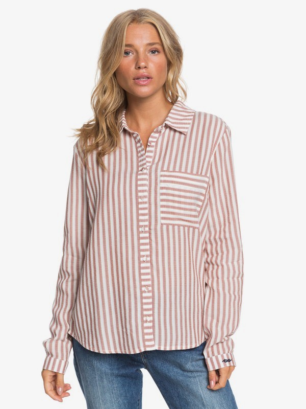 roxy, Seaside - Chemise à manches longues pour Femme, MARSHMALLOW GOLDEN TAN (wbt3) 0 Seaside - Chemise à manches longues pour Femme Blanc ERJWT03308 Roxy