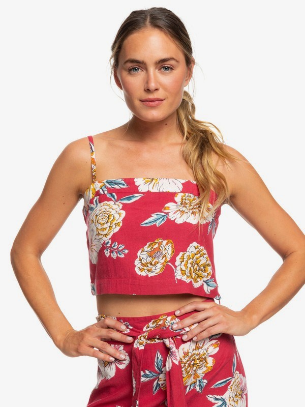 roxy, Vespa Discover Strappy Crop Top, DEEP CLARET SEPT (rqh6) 0 Vespa Discover Strappy Crop Top Red ERJWT03331 Roxy