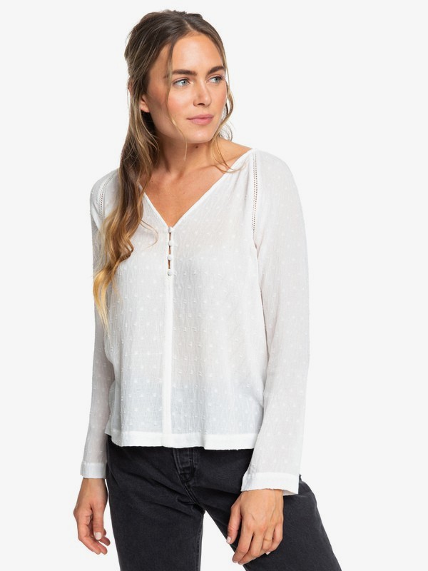 roxy, Terracotta Lands - Blusa a Maniche Lunghe da Donna, SNOW WHITE (wbk0) 0 Terracotta Lands - Blusa a Maniche Lunghe da Donna White ERJWT03342 Roxy