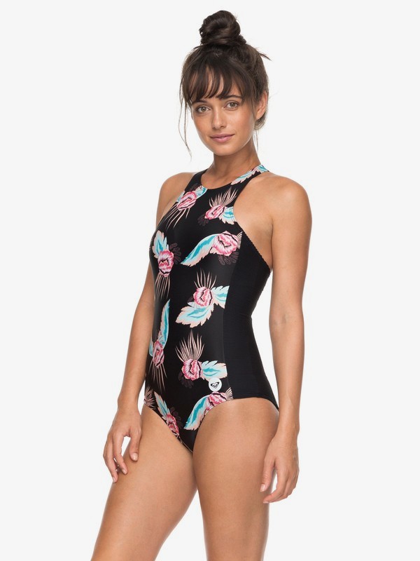 roxy, ROXY Fitness - Bañador Entero para Mujer, ANTHRACITE MIDDLE ISLAND SMALL (kvj7) 0 ROXY Fitness - Bañador Entero para Mujer Negro ERJX103110 Roxy