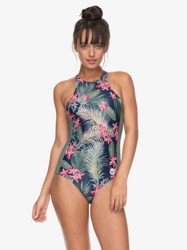 roxy, ROXY Fitness One-Piece Swimsuit, DRESS BLUE TIARE FLOWER (xbbm) 0 ROXY Fitness One-Piece Swimsuit Blue ERJX103110 Roxy
