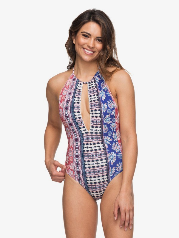 roxy, Bohemian Vibes One-Piece Swimsuit, MARSHMALLOW SWIM VERTICAL FLOW (xwbr) 0 Bohemian Vibes One-Piece Swimsuit White ERJX103125 Roxy