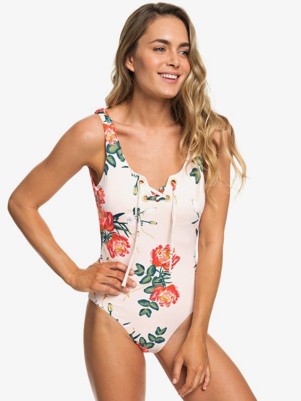 roxy, Beach Classics One-Piece Swimsuit, CLOUD PINK GARDEN LILY SW BIG (mcw8) 0 Beach Classics One-Piece Swimsuit Pink ERJX103166 Roxy
