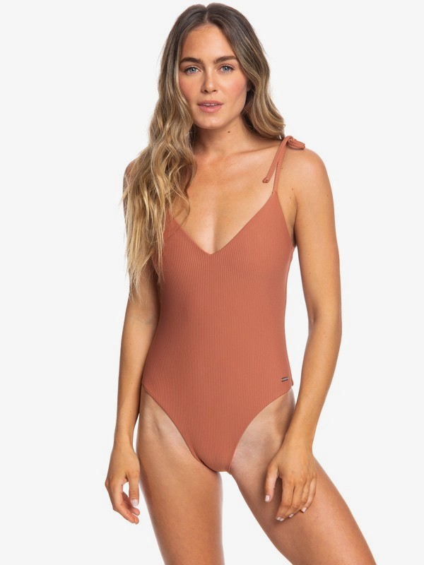 roxy, Sisters - Maillot une pièce échancré pour Femme, COPPER BROWN (cnb0) 0 Sisters - Maillot une pièce échancré pour Femme Marron ERJX103178 Roxy
