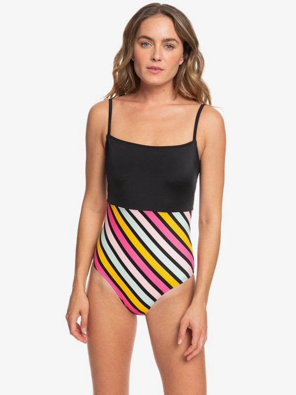 roxy, POP Surf One-Piece Swimsuit, ANTHRACITE POP SURF TWO (xmby) 0 POP Surf One-Piece Swimsuit Pink ERJX103195 Roxy