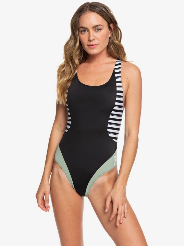 roxy, ROXY Fitness - Maillot une pièce pour Femme, TRUE BLACK BEETLE STRIPES (kvj5) 0 ROXY Fitness - Maillot une pièce pour Femme Noir ERJX103200 Roxy