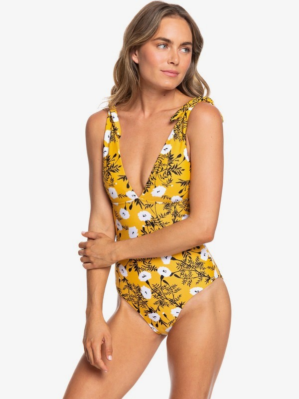 roxy, Wavy Soul One-Piece Swimsuit, HONEY GOLD HONEY S (yjy7) 0 Wavy Soul One-Piece Swimsuit Yellow ERJX103214 Roxy