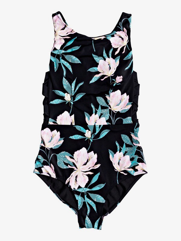 roxy, Tropical Day One-Piece Swimsuit, ANTHRACITE TROPICAL DAY S (xkwm) 0 Tropical Day One-Piece Swimsuit Blue ERJX103254 Roxy