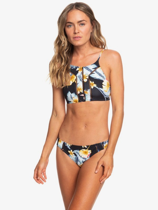 roxy, Dreaming Day - Conjunto de Bikini Crop Top para Mujer, ANTHRACITE TROPICAL LOVE SW (kvj7) 0 Dreaming Day - Conjunto de Bikini Crop Top para Mujer Negro ERJX203348 Roxy