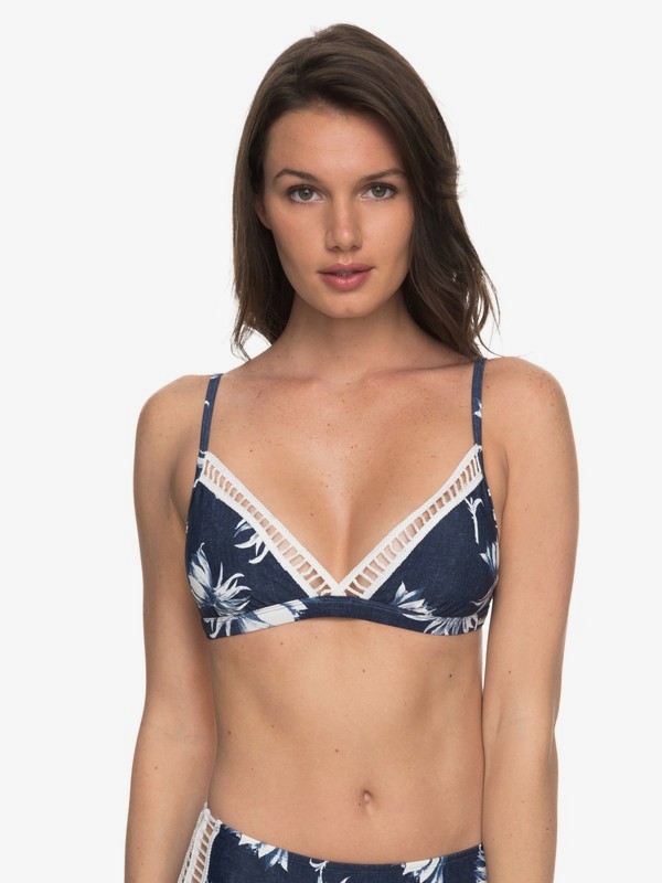roxy, Hippy Hour Fixed Tri Bikini Top, DRESS BLUE SWIM CADAQUES FLOWE (btk7) 0 Hippy Hour Fixed Tri Bikini Top ERJX303549 Roxy
