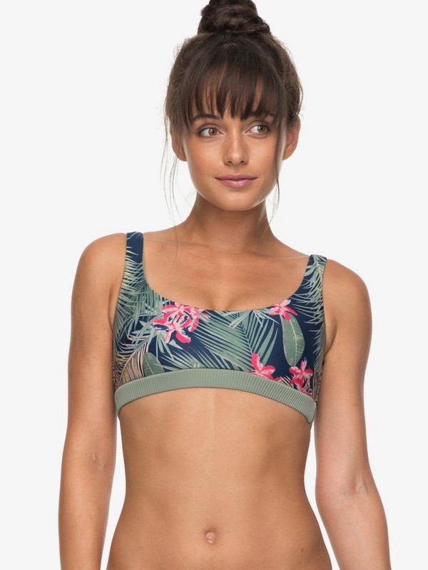 roxy, ROXY Fitness Sporty Bra Bikini Top, DRESS BLUE TIARE FLOWER (xbbm) 0 ROXY Fitness Sporty Bra Bikini Top Blue ERJX303622 Roxy