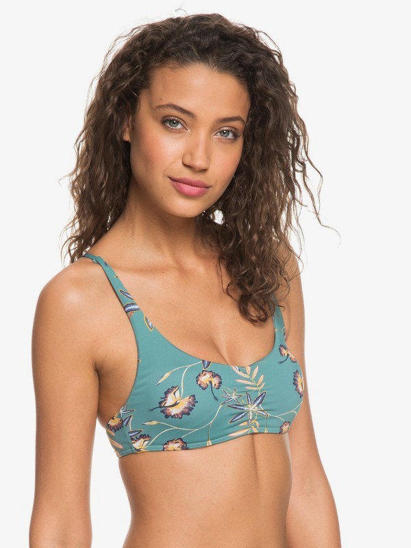 roxy, Softly Love Athletic Tri Bikini Top, TRELLIS BIRD FLOWER SWIM (bkw7) 0 Softly Love Athletic Tri Bikini Top Blue ERJX303725 Roxy