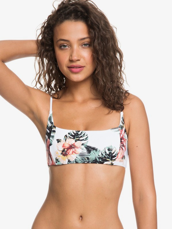 roxy, Softly Love Athletic Bikini Top, BRIGHT WHITE TROP NIGHTS BIG S (wbb8) 0 Softly Love Athletic Bikini Top White ERJX303791 Roxy