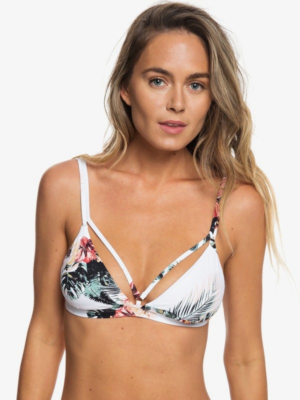 roxy, Softly Love Fixed Triangle Bikini Top, BRIGHT WHITE TROP NIGHTS BIG S (wbb8) 0 Softly Love Fixed Triangle Bikini Top White ERJX303792 Roxy