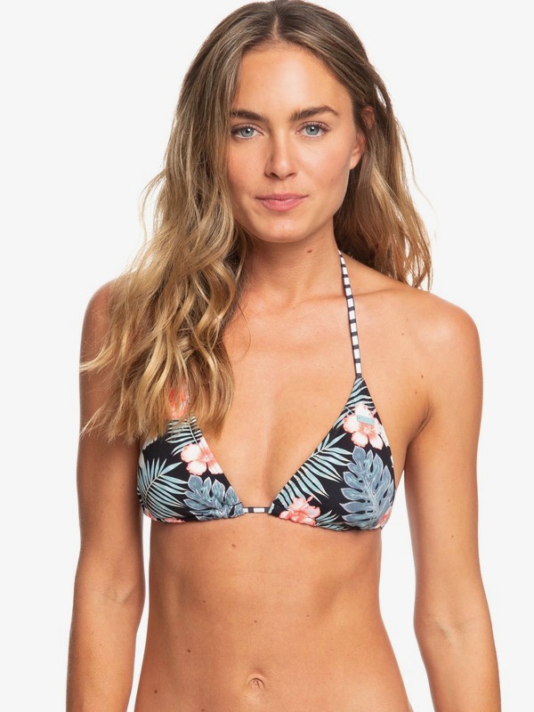 roxy, Beach Classics - Haut de bikini Tiki Tri pour Femme, ANTHRACITE TROPICALABABA SWIM (kvj8) 0 Beach Classics - Haut de bikini Tiki Tri pour Femme Noir ERJX303837 Roxy