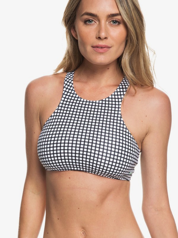 roxy, Beach Classics - Haut de bikini crop-top pour Femme, BRIGHT WHITE VICHY SWIM (wbb1) 0 Beach Classics - Haut de bikini crop-top pour Femme Blanc ERJX303840 Roxy