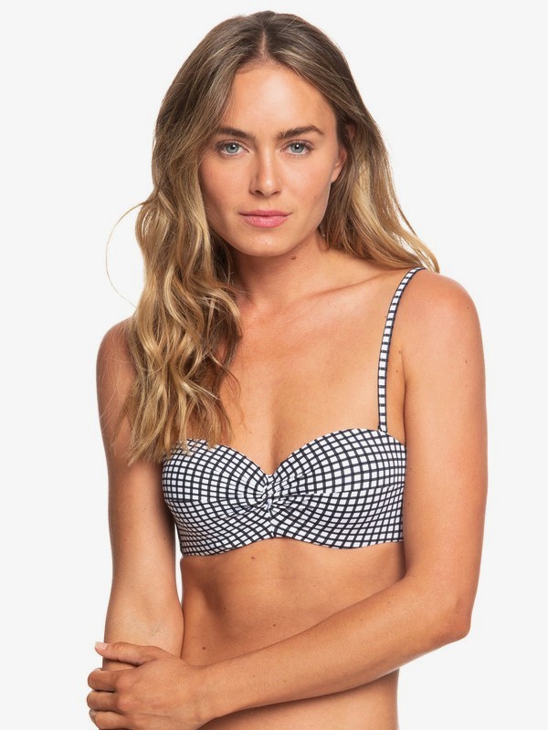 roxy, Beach Classics - Haut de bikini bandeau moulé pour Femme, BRIGHT WHITE VICHY SWIM (wbb1) 0 Beach Classics - Haut de bikini bandeau moulé pour Femme Blanc ERJX303841 Roxy