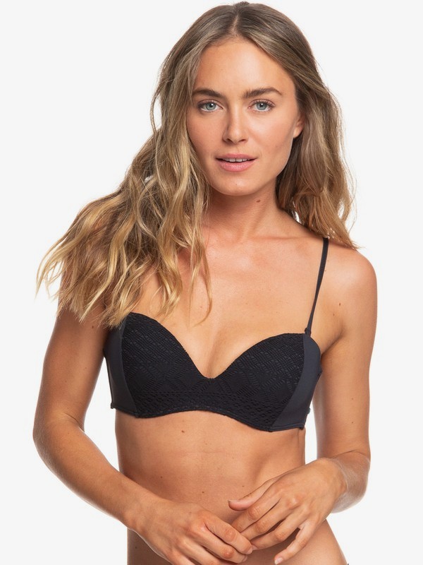 roxy, Garden Summers - Reggiseno Bikini a Fascia con Ferretto Sagomato da Donna, TRUE BLACK (kvj0) 0 Garden Summers - Reggiseno Bikini a Fascia con Ferretto Sagomato da Donna Black ERJX303849 Roxy