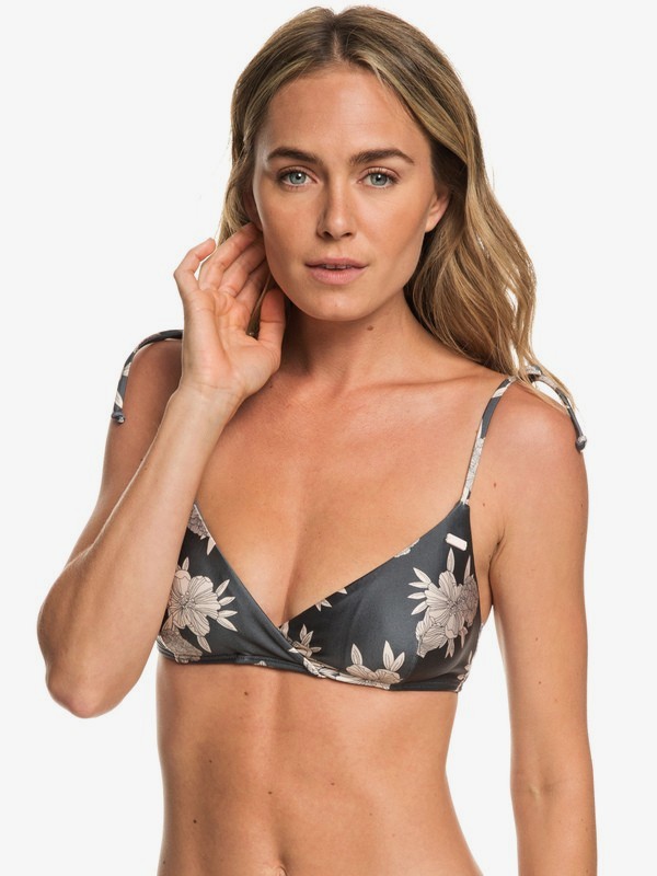 roxy, Romantic Senses Wrap Triangle Bikini Top, TURBULENCE ROSE AND PEARLS SW (kym6) 0 Romantic Senses Wrap Triangle Bikini Top Black ERJX303861 Roxy