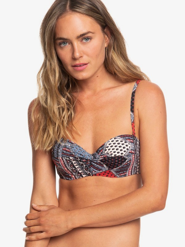 roxy, Romantic Senses - Haut de bikini bandeau moulé à armatures pour Femme, ANTHRACITE TROPICAL BAZAR (kvj1) 0 Romantic Senses - Haut de bikini bandeau moulé à armatures pour Femme Noir ERJX303862 Roxy