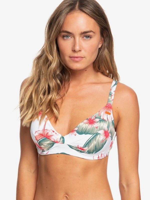 roxy, Dreaming Day - Haut de bikini balconnet bonnet D pour Femme, BRIGHT WHITE TROPICAL LOVE SML (wbb6) 0 Dreaming Day - Haut de bikini balconnet bonnet D pour Femme Blanc ERJX303871 Roxy