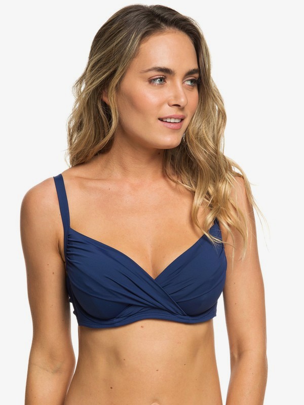 roxy, Beach Classics - Haut de bikini croisé/cache-cœur moulé bonnet D pour Femme, MEDIEVAL BLUE (bte0) 0 Beach Classics - Haut de bikini croisé/cache-cœur moulé bonnet D pour Femme Bleu ERJX303878 Roxy