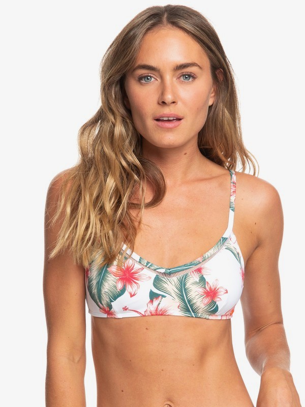 roxy, Dreaming Day - Bralette Bikini da Donna, BRIGHT WHITE TROPICAL LOVE SML (wbb6) 0 Dreaming Day - Bralette Bikini da Donna White ERJX303886 Roxy