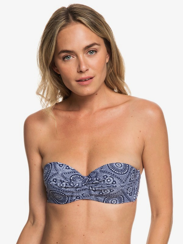roxy, To The Beach - Haut de bikini bandeau moulé à armatures pour Femme, MED BLUE SHIBORI NIGHTS SW (bte2) 0 To The Beach - Haut de bikini bandeau moulé à armatures pour Femme Bleu ERJX303888 Roxy