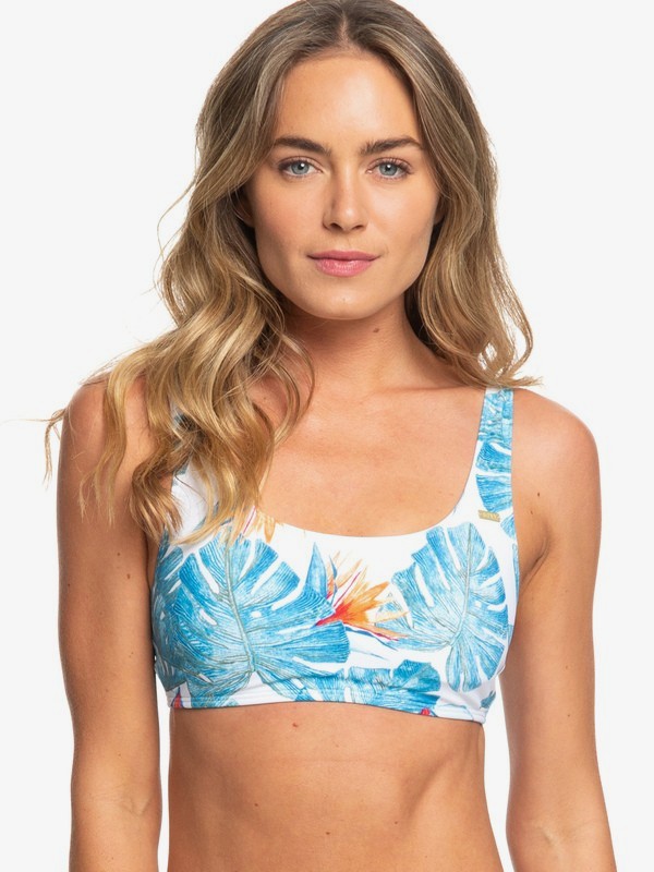 roxy, Summer Delight Bralette Bikini Top, BRIGHT WHITE MIDNIGHT PARADISE (wbb1) 0 Summer Delight Bralette Bikini Top White ERJX303925 Roxy