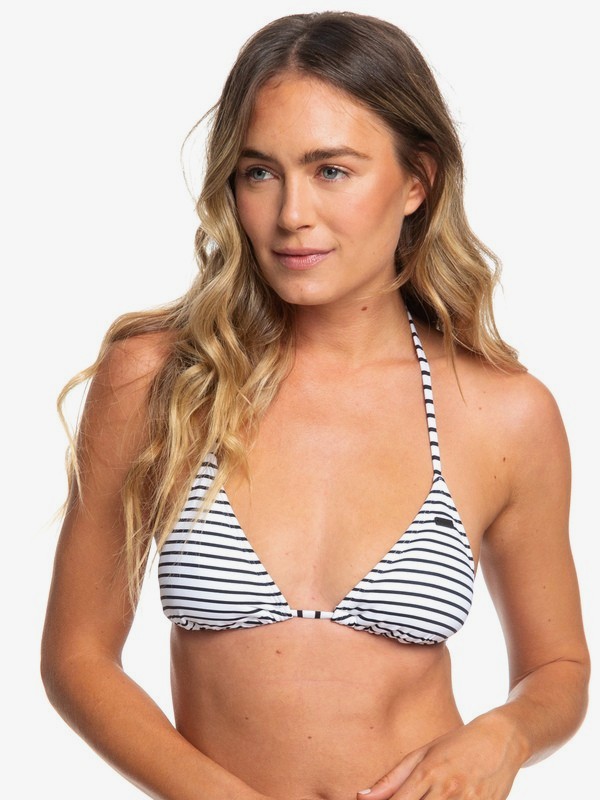 roxy, Printed Beach Classics Tiki Tri Bikini Top, ANTHRACITE S MARINA STRIPES (kvj4) 0 Printed Beach Classics Tiki Tri Bikini Top Black ERJX303963 Roxy