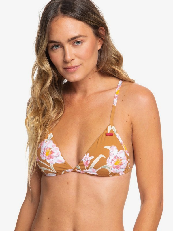 roxy, Printed Beach Classics Fixed Tri Bikini Top, CHIPMUNK SWIM SURFIN LOVE (cmw7) 0 Printed Beach Classics Fixed Tri Bikini Top Brown ERJX303966 Roxy