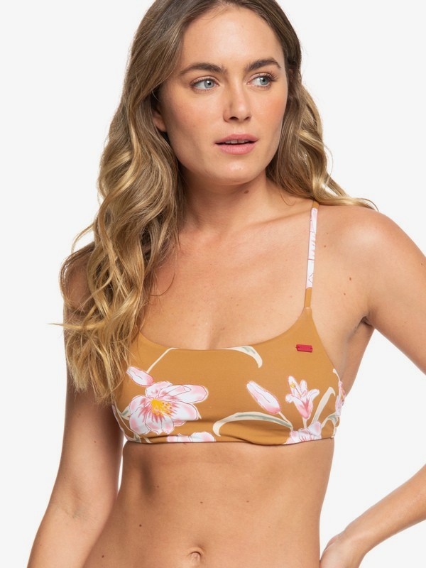 roxy, Printed Beach Classics Bralette Bikini Top, CHIPMUNK SWIM SURFIN LOVE (cmw7) 0 Printed Beach Classics Bralette Bikini Top Brown ERJX303967 Roxy