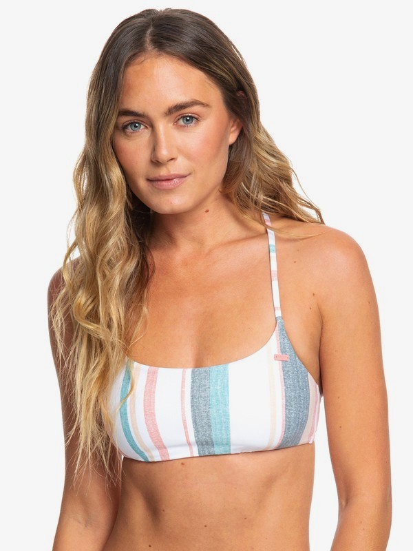 roxy, Printed Beach Classics Bralette Bikini Top, BRIGHT WHITE S RETRO VERTICAL (wbb4) 0 Printed Beach Classics Bralette Bikini Top White ERJX303967 Roxy