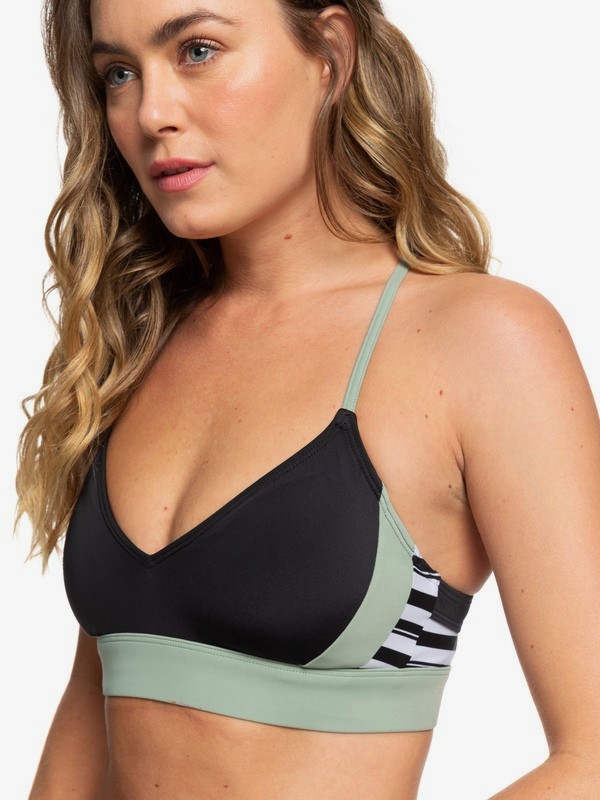 roxy, ROXY Fitness - Brassière de bikini sport pour Femme, TRUE BLACK BEETLE STRIPES (kvj5) 0 ROXY Fitness - Brassière de bikini sport pour Femme Noir ERJX303975 Roxy