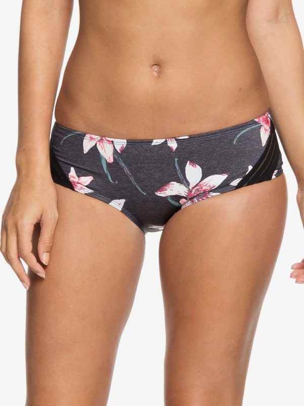 roxy, ROXY Fitness Shorty Bikini Bottoms, CHARCOAL HEATHER FLOWER FIELD (kpg7) 0 ROXY Fitness Shorty Bikini Bottoms Black ERJX403625 Roxy