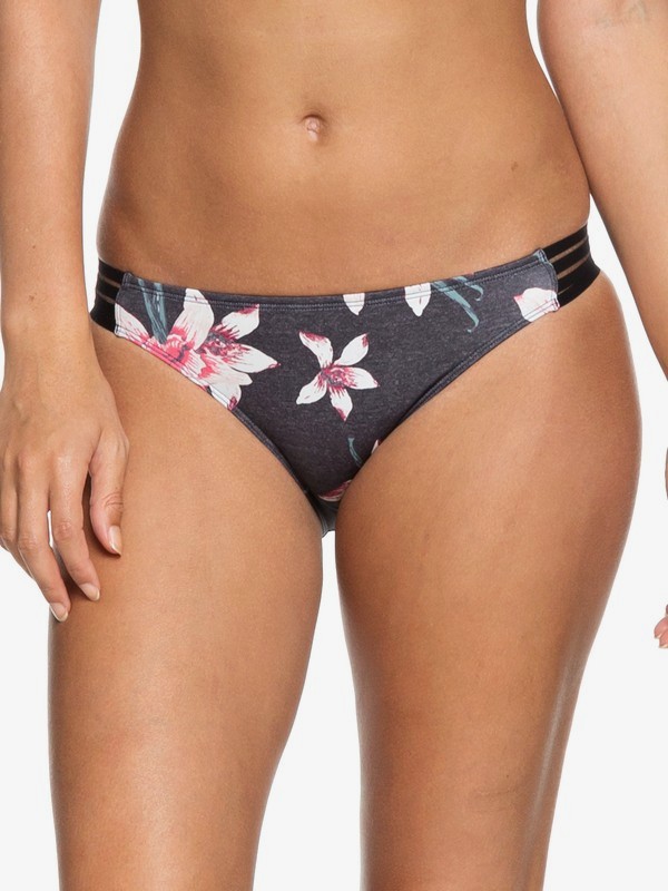 roxy, ROXY Fitness Regular Bikini Bottoms, CHARCOAL HEATHER FLOWER FIELD (kpg7) 0 ROXY Fitness Regular Bikini Bottoms Black ERJX403632 Roxy
