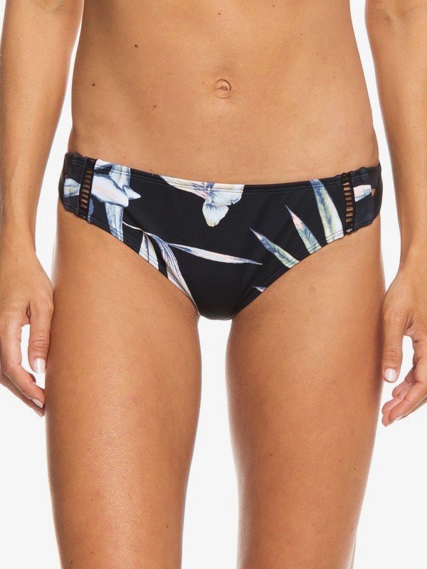 roxy, Find Your Wild Moderate Bikini Bottoms, TRUE BLK DELICATE FLOWERS S (kvj7) 0 Find Your Wild Moderate Bikini Bottoms Black ERJX403662 Roxy