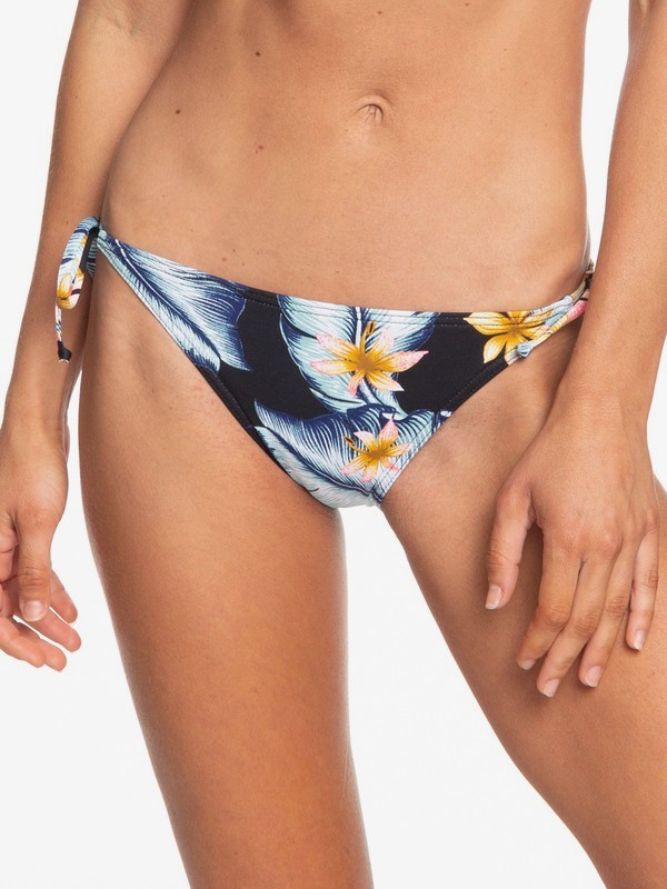 roxy, Dreaming Day Tie-Side Bikini Bottoms, ANTHRACITE TROPICAL LOVE S (kvj6) 0 Dreaming Day Tie-Side Bikini Bottoms Black ERJX403709 Roxy