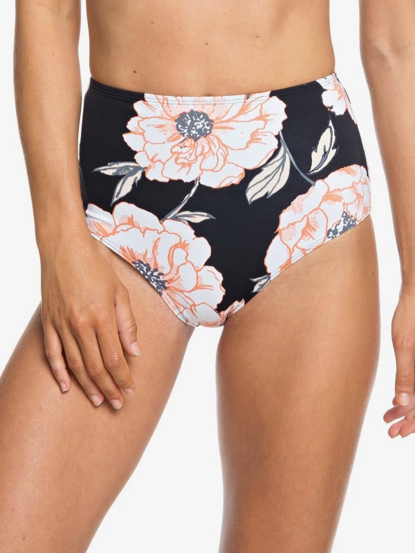 roxy, Beach Classics High-Waist Bikini Bottoms, ANTHRACITE S NEW FLOWERS (kvj7) 0 Beach Classics High-Waist Bikini Bottoms Black ERJX403740 Roxy